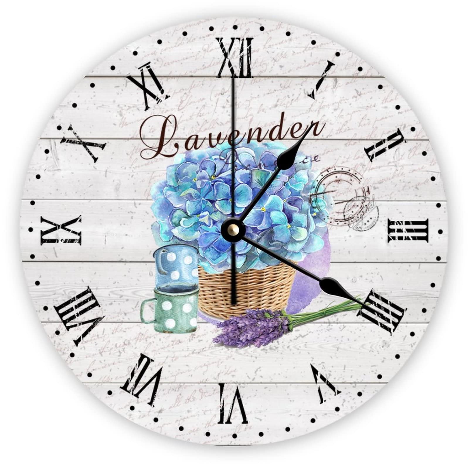 Horloge murale en bois retro fleur de lavande Mighun pour une ambiance cosy de chambre et salon