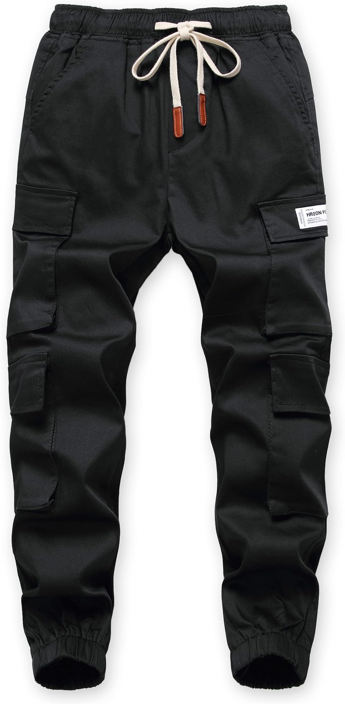 TLAENSON Boys Cargo Pants Cotton Casual Pants Drawstring Loose Jogging Bottoms Elastic Cuffed Cargo Joggers