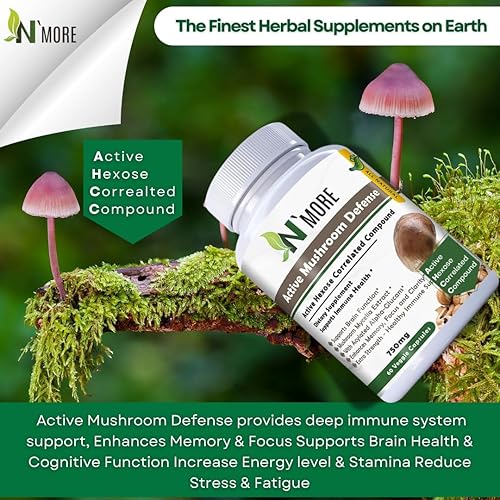 Miniatura 8 de N' MORE Six Active Mushroom Defense Suplemento Dietético Apoya la Salud Inmune 60 Cápsulas Vegetales 750 mg
