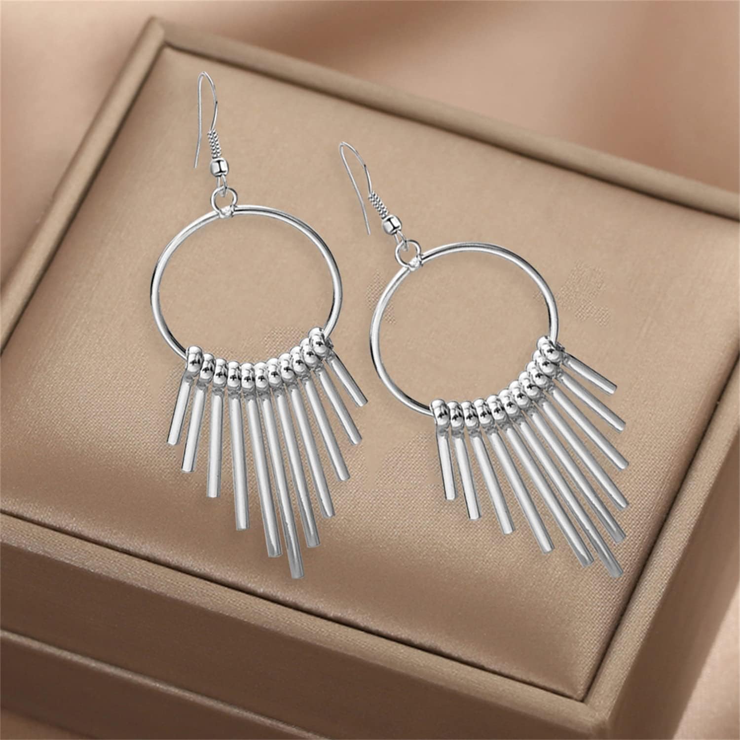 Elegant Bohemian Vintage Long Gold Tassel Dangle Drop Earrings Hypoallergenic Minimalist Hollow Round Bar Dangle Earrings for Women Jewelry Gifts - Image 7