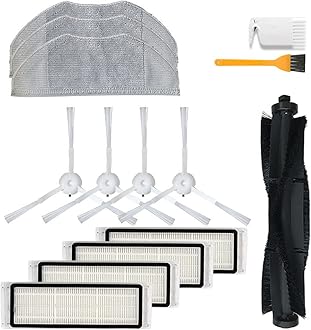 Replacement Parts Accessories Kit Compatible for 360 S5 S7 Robot Vacuum Cleaner,1 Main Roller Brush 4 Side Brush 4 HEPA Filter 3 Mop Cloth