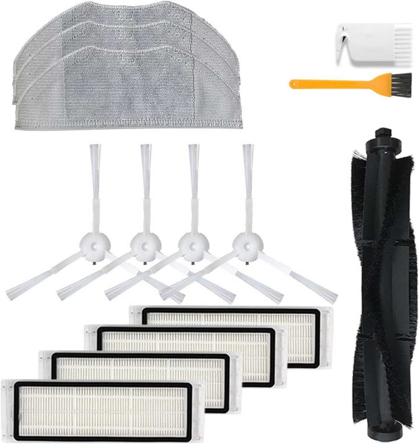 Replacement Parts Accessories Kit Compatible for 360 S5 S7 Robot Vacuum Cleaner,1 Main Roller Brush 4 Side Brush 4 HEPA Filter 3 Mop Cloth