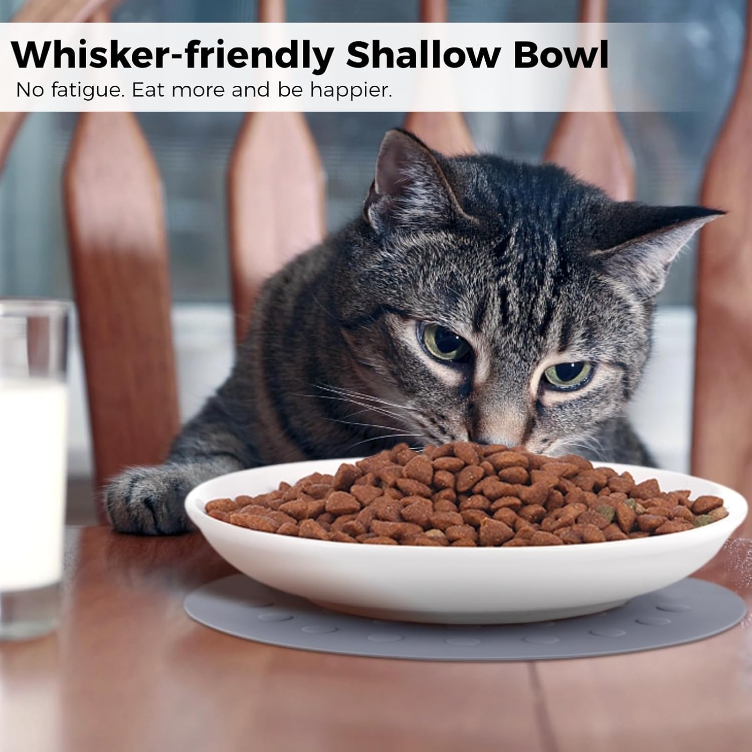 Dorakitten 12 Pcs Cat Bowls with 12 Non-Slip Mats, Wide & Shallow Cat Plates for Whiskey Fatigue Relief, 15cm/6’' Ceramic Feeding Dishes, Wet & Dry Food Feeding Bowls for Kittens, Puppies
