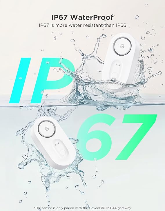 GoveeLife Upgraded Water Leak Detector with 105dB Adjustable Alarm, 1 Pack | Dual probes detect leaks, 5Yr Battery Life, IP67, Suit for Home, Basement, and Kitchen, Cannot Connect to WiFi Directly