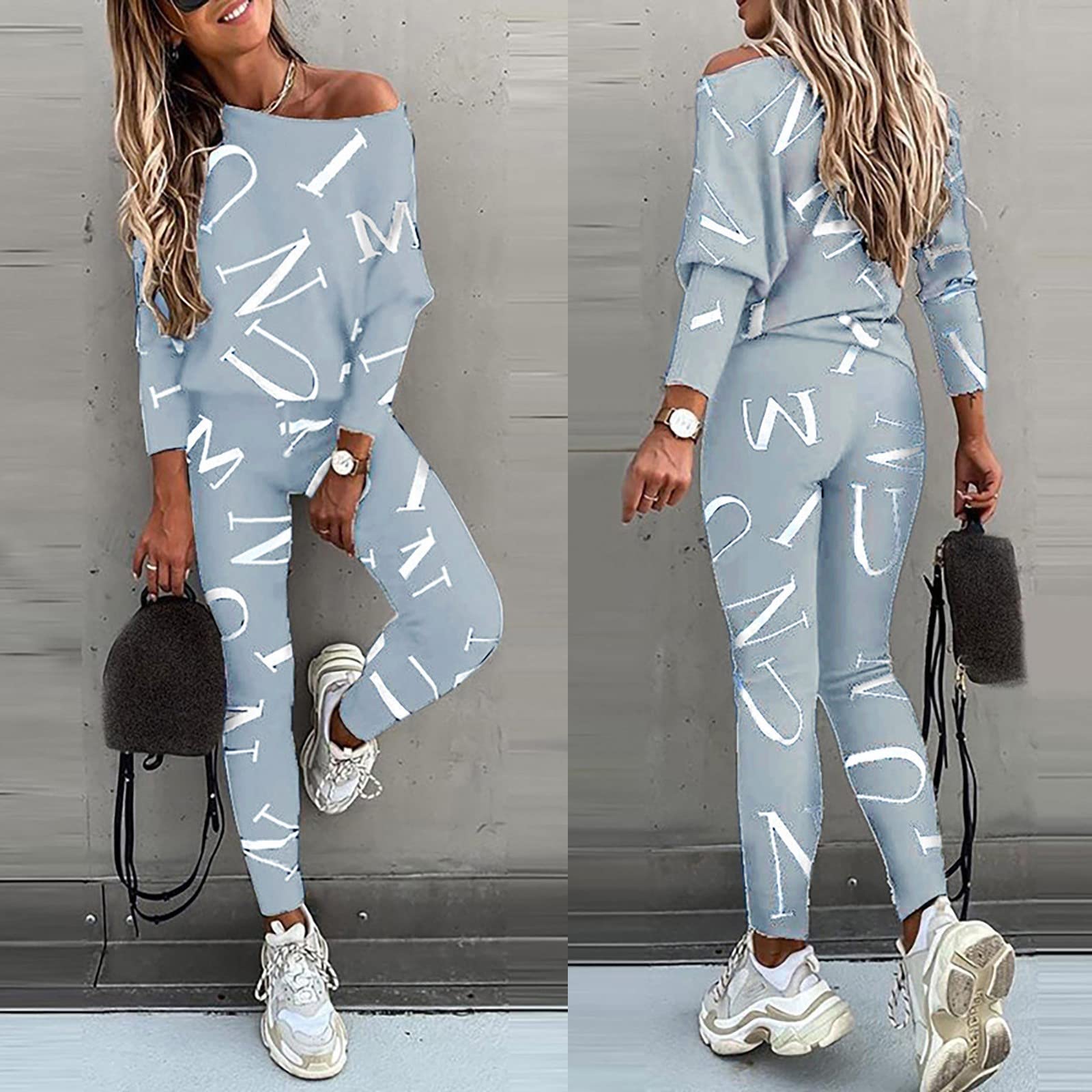Tuta da donna a maniche lunghe da 2 pezzi, S-2XL, tuta da jogging oversize