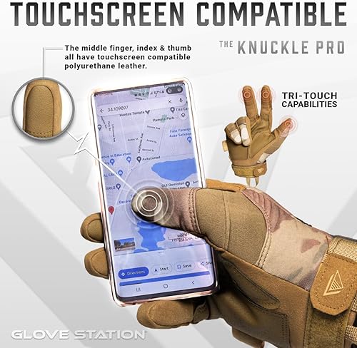 Miniatura 65 de Glove Station - Guantes tácticos para hombre, equipo funcional para pantallas táctiles con protección rígida en los nudillos, para motocicleta
