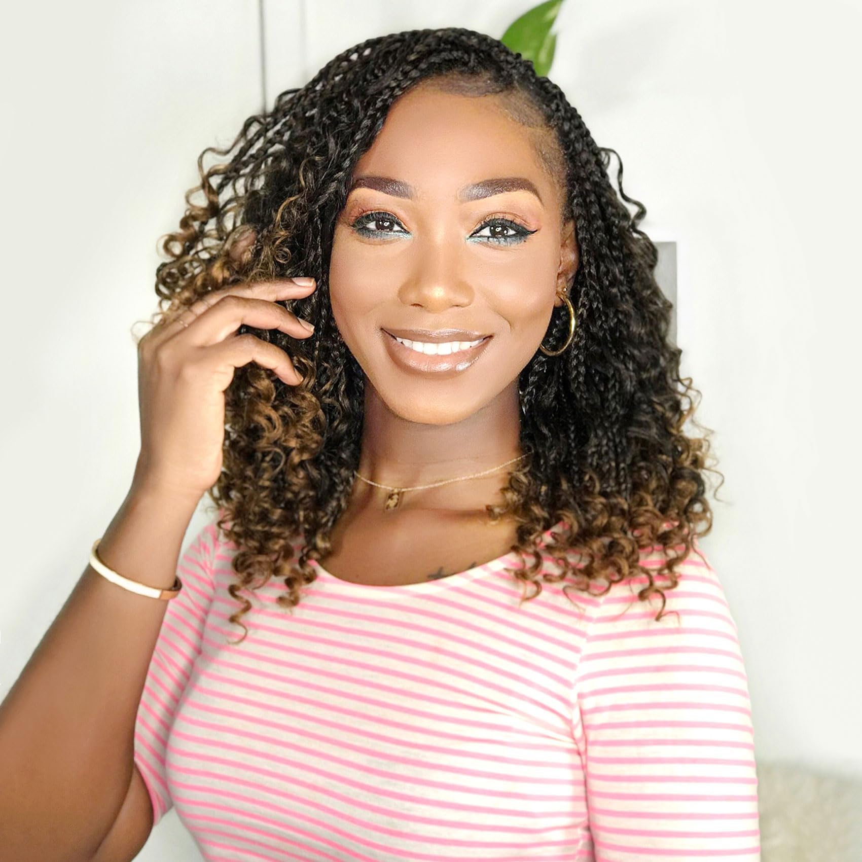 Fulcrum Goddess Box Braids Crochet Hair 12 Inch, 9 Packs Pre Looped Box Braids Crochet Hair For Black Women, Bohomian Crochet Box Braids With Curly Ends (12Inch (Pack of 9), T30#)