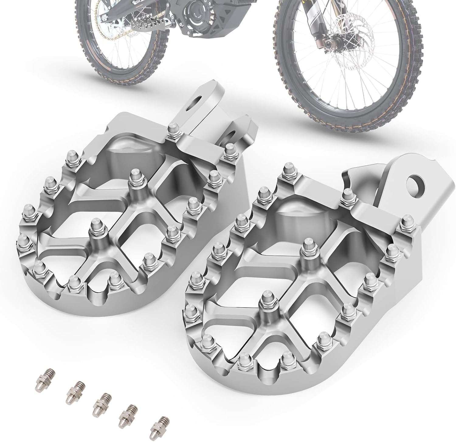 Motorcycle Footpegs Wider Foot Pegs CNC for Surron Sur Ron LBX E-Ride Pro SS/SR/S Talaria Sting MX3/R MX4 ERide Pro SS 2.0 3.0 Electric Dirt Bike Silver