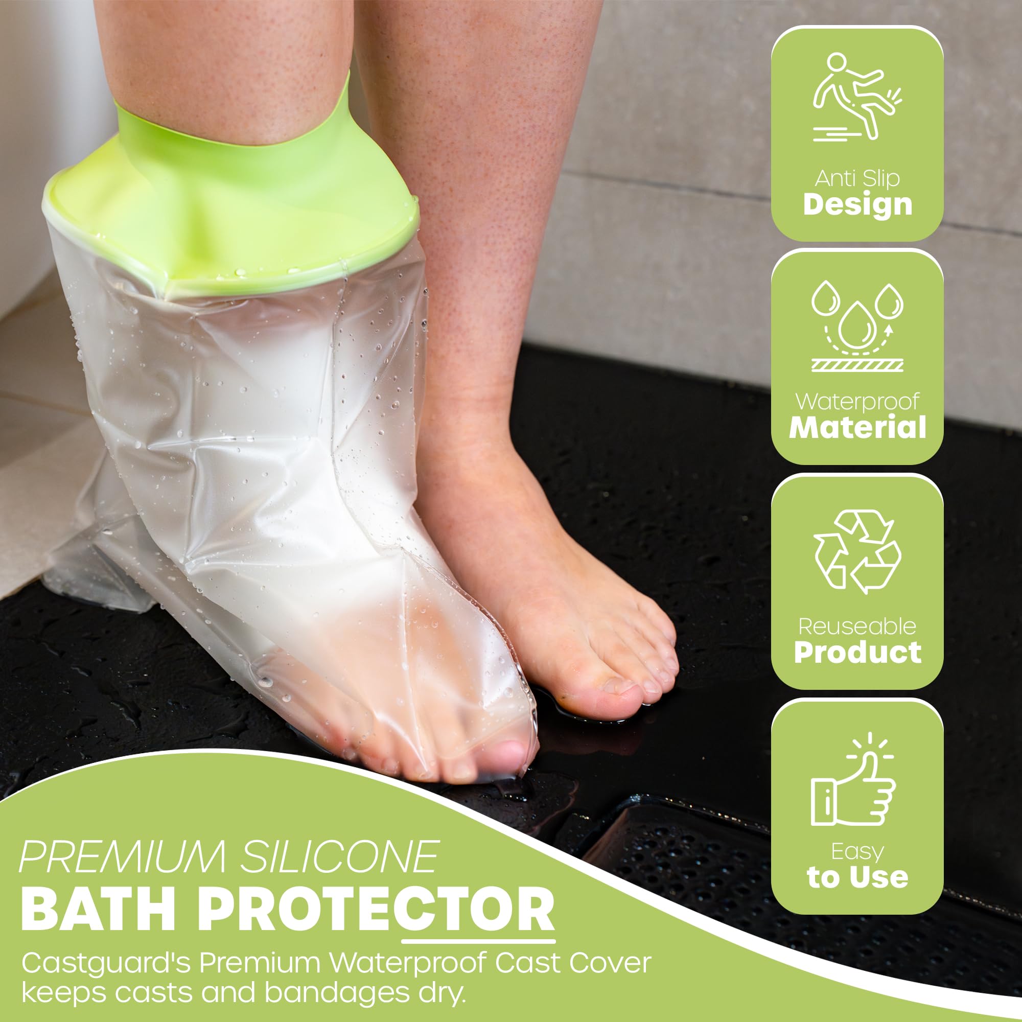 CASTGUARD Premium Silicone Waterproof Shower & Bath Protector (Adult Foot) - Image 3