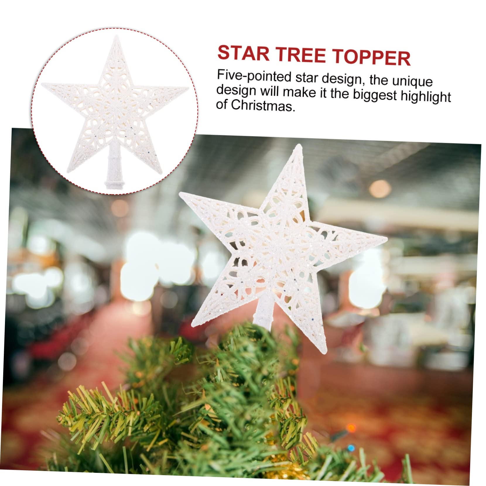 Cabilock 3 Piezas Adorno de para Árbol de Navidad Decoración Hueca de Adorno Treetop Ligero y Duradero para Fiestas y Hogar de Usar Festivo