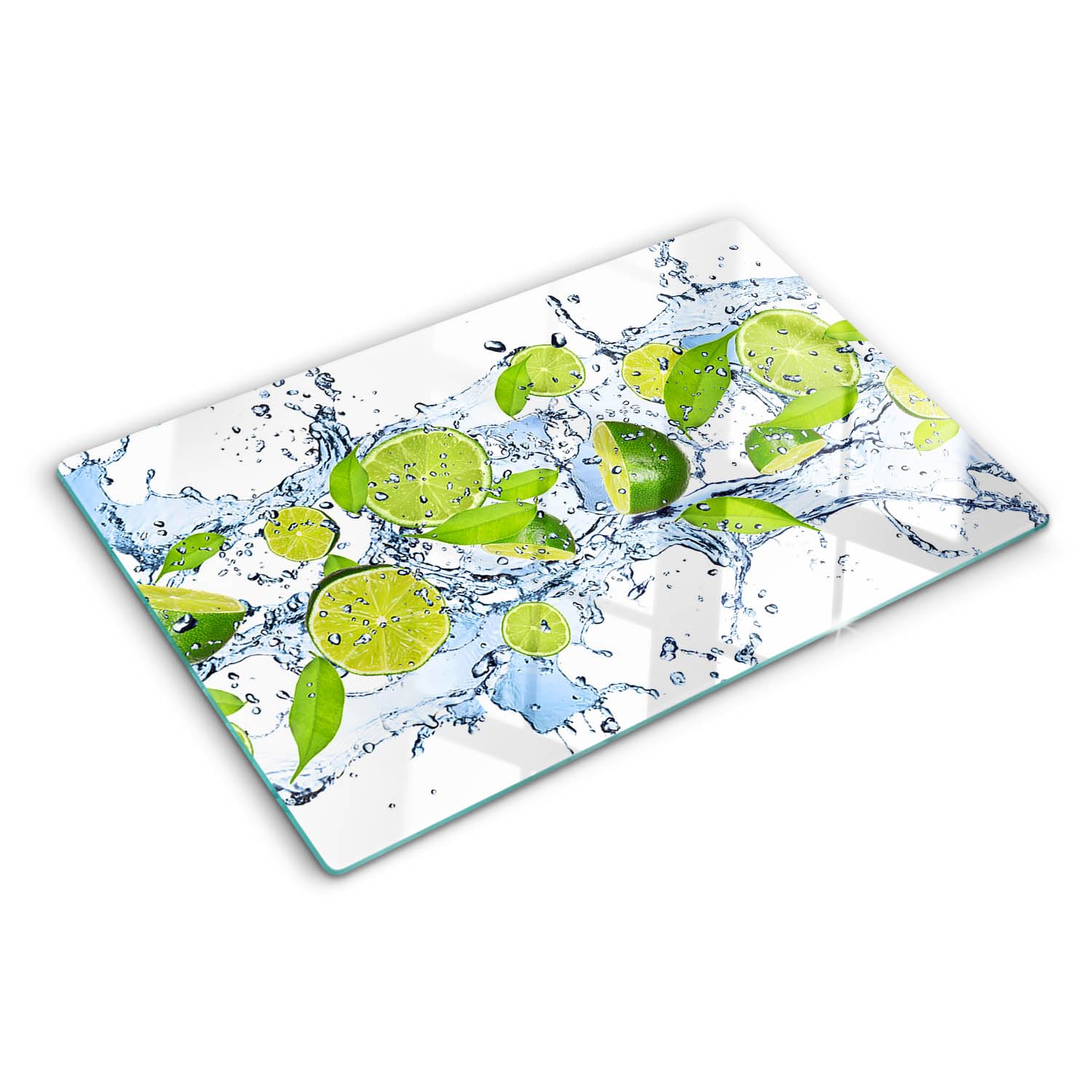 Planche de cuisine en verre 80x52 cm Citrons verts pour protéger votre plan de travail