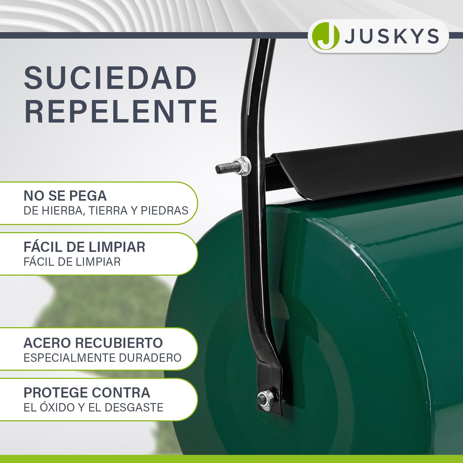 Juskys Rodillo de césped jardín Fritz con Deflector de Suciedad - Rodillo Manual rellenable de Agua/Arena - 48 l / 60 kg - Rodillo de jardín de 60 cm - Rodillo para césped y Campo