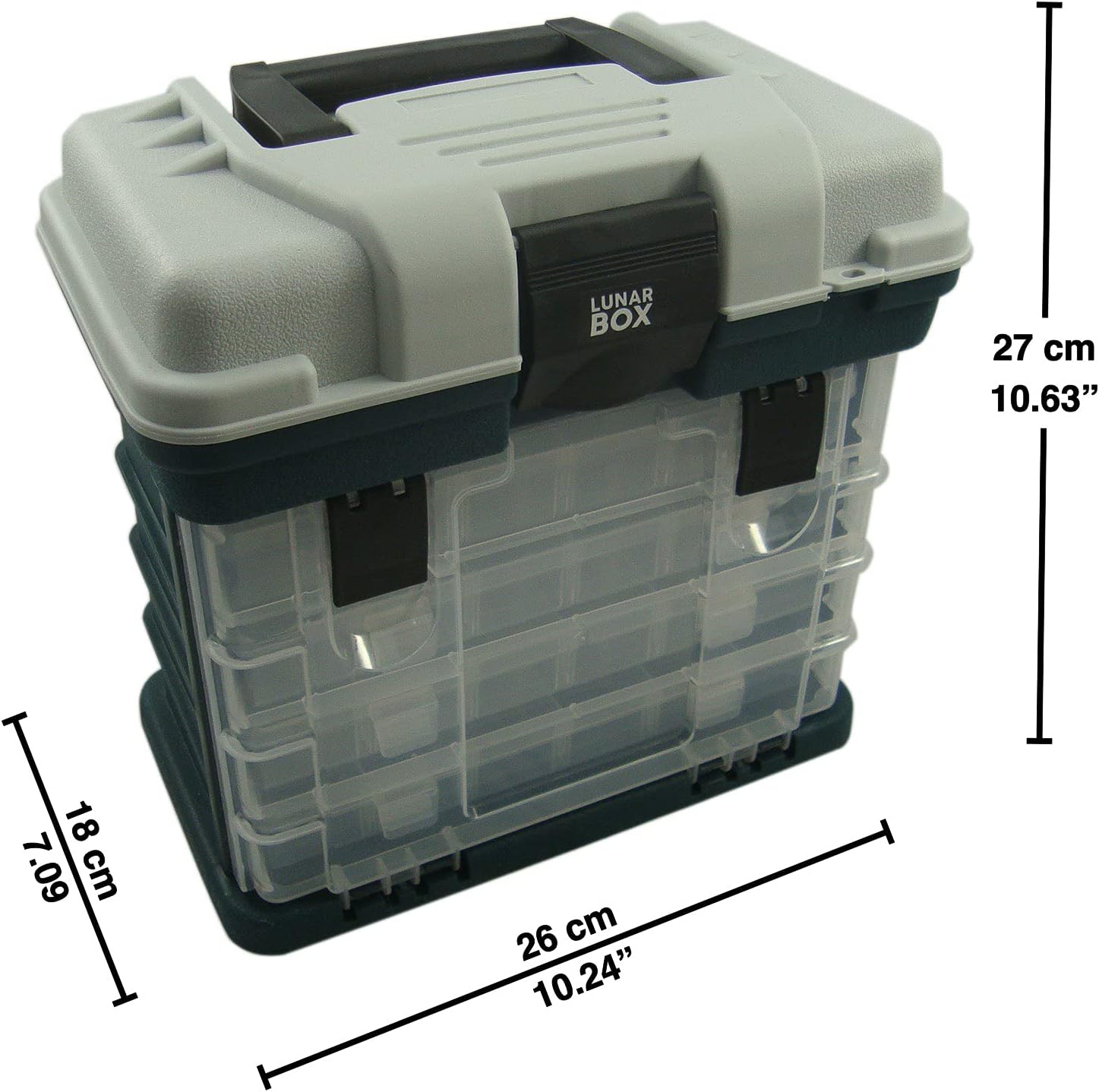 Lunar Box, Storage Carry Case With 5 Compartments, 4 Adjustable trays, Fishing Tackle Box