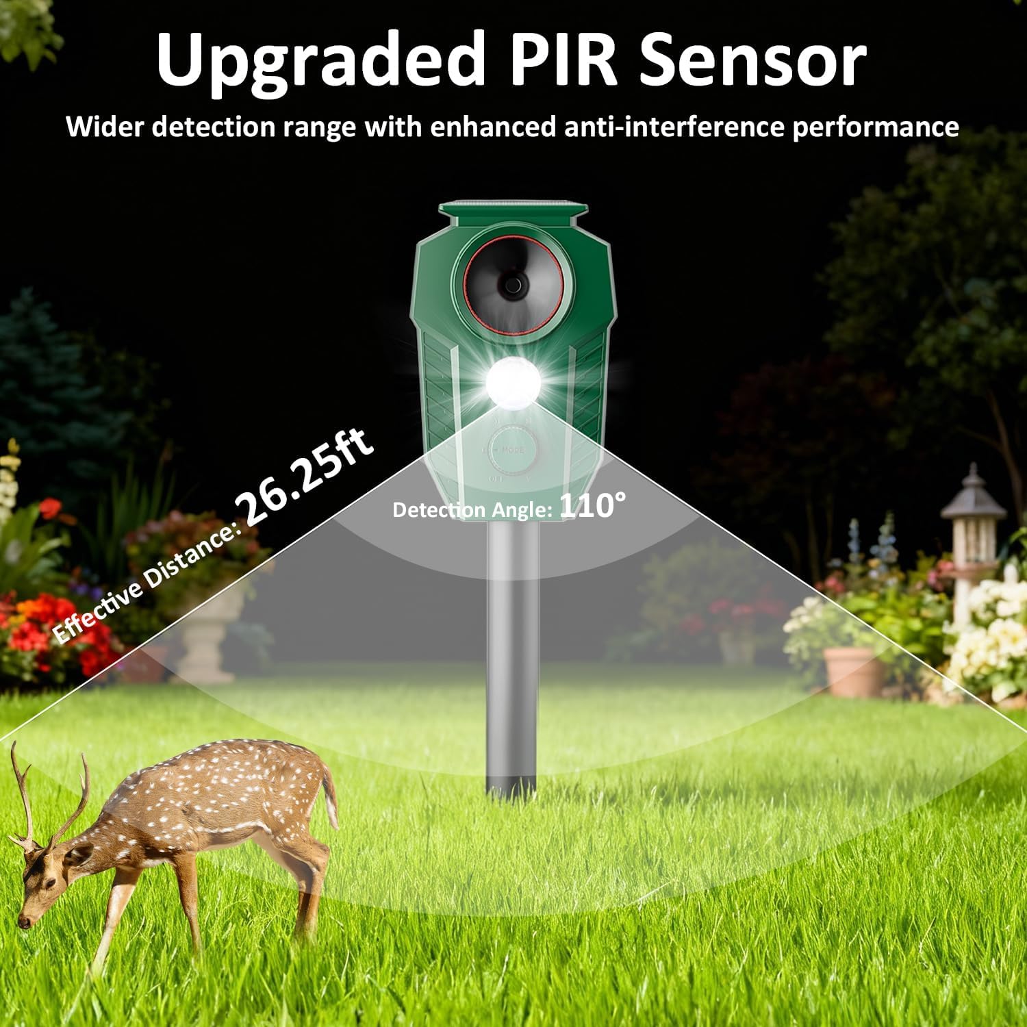 Katzenschreck Ultraschall für Garten, Solar Katzenabwehr mit Bewegungsmelder Sensor & Blitzlicht, IP65 Wasserdicht, Tierabwehr gegen Katzen, Marder, Schlangen, Wühlmäuse, Vögel für Garten, Hof