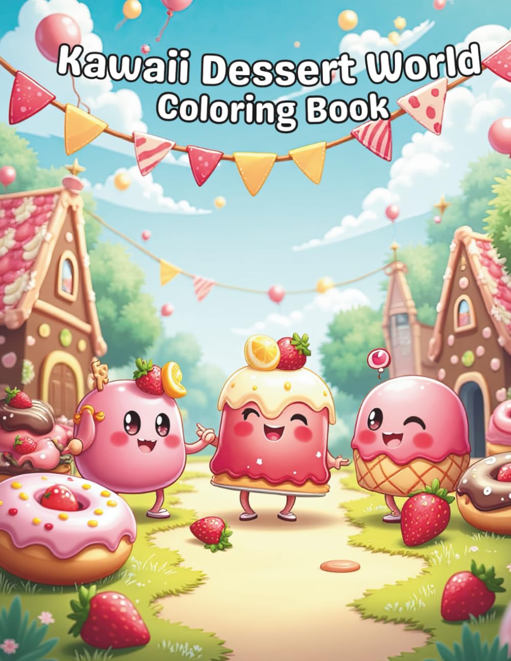 Kawaii Dessert World Coloring Book: 53 Bold and Easy Adorable Pages of Cupcakes, Donuts, Ice Cream, Macarons & More – Fun Food Coloring Book for Kids and Adults
