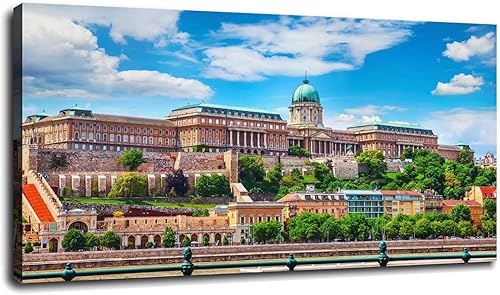 Miniatura 1 de ewfas Buda Palace Hungría - Lienzo decorativo para pared, para sala de estar, dormitorio, oficina, paisaje, impresión de póster con marco, 20 x 12