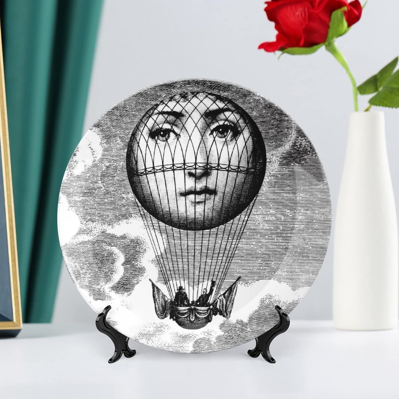 Lina Cavalieri - Piatto decorativo Fornase per il trucco del viso, decorazione da appendere alla parete, con staffa e gancio speciale a molla, stile - 38,4 cm