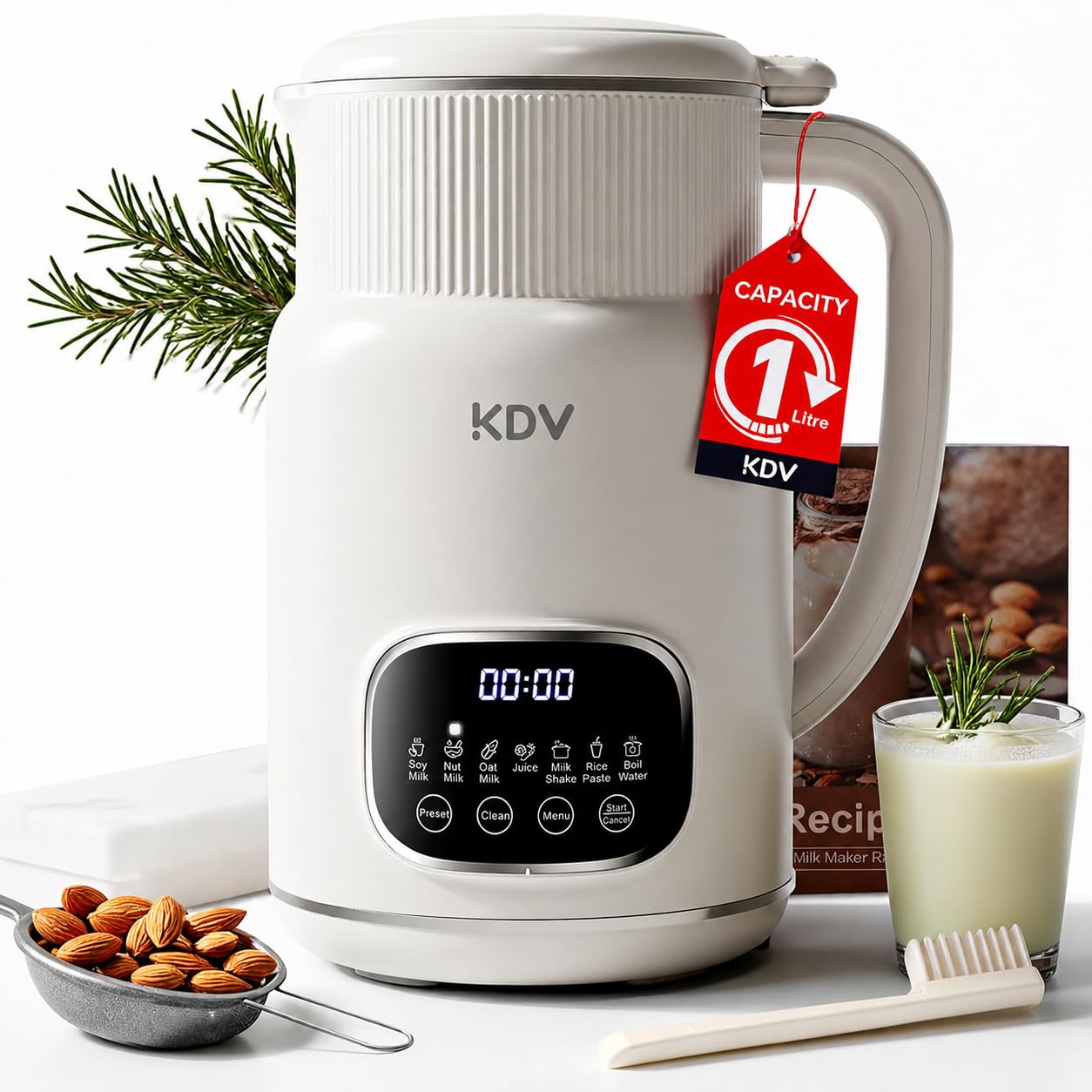 Machine à lait d'amande automatique KDV 8 en 1 en acier inoxydable de 900g avec départ différé