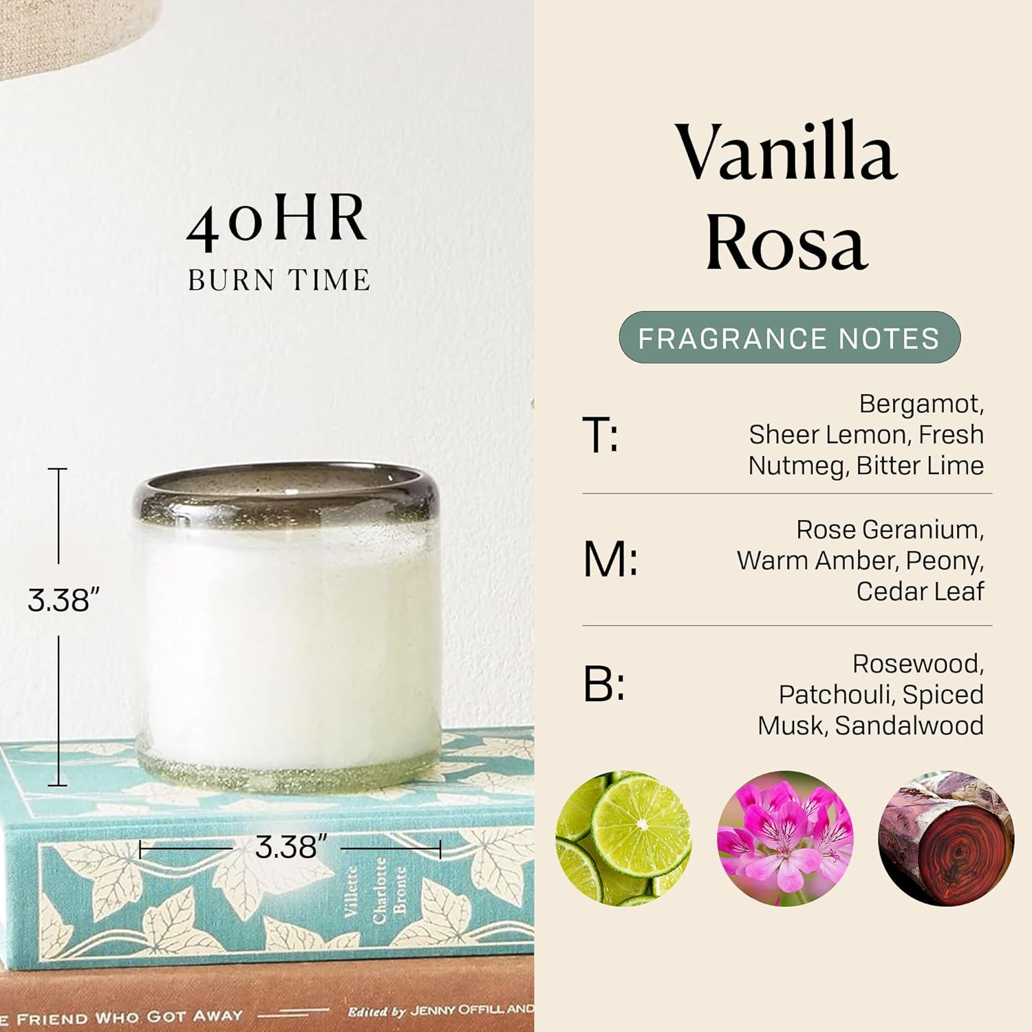 Paddywax La Playa, Vanilla Rosa Scented Candle in Reusable Hand-Blown Bubble Glass, Soy Wax Candle with Approx. 40 Hour Burn Time, Decorative Gift Candle for Home, Vanilla Rosa, 9 oz - Image 3