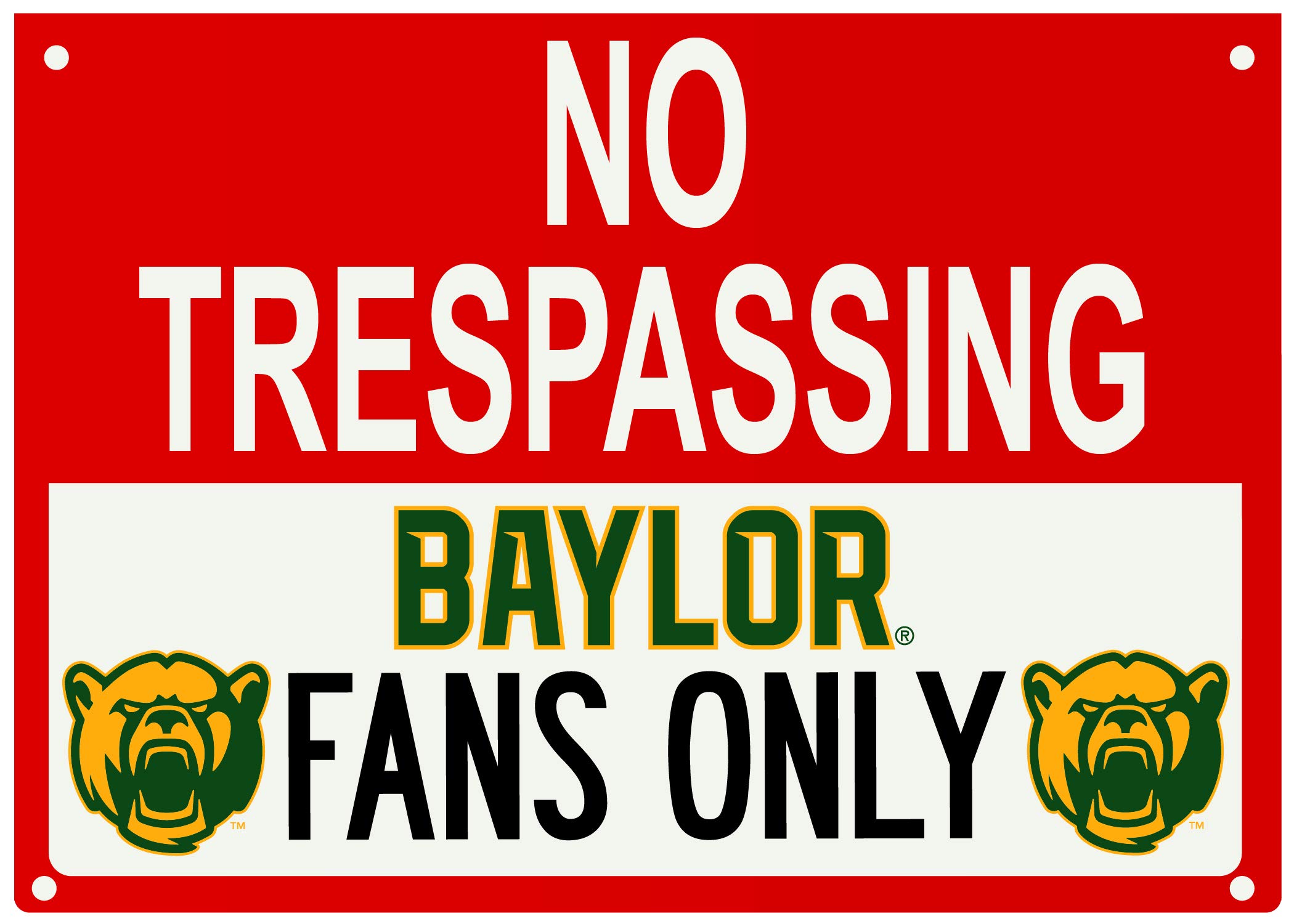 R and R Imports Baylor Bears Metal No Trespassing Sign Officially Licensed Collegiate Product