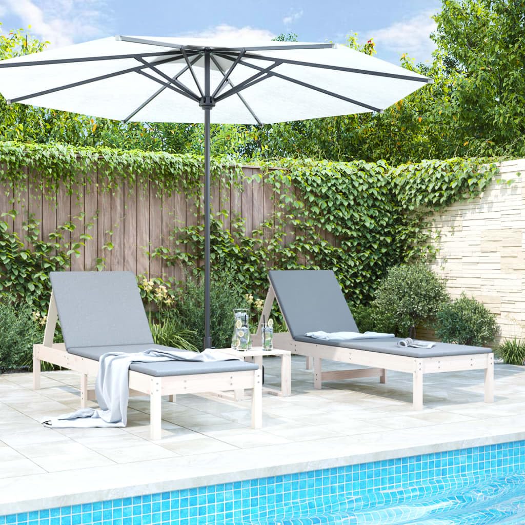 LAPOOH Tumbonas con Mesa 2 uds Madera Maciza de Pino Blanco, Tumbonas Jardin Exterior, Tumbona Playa, Tumbona Reclinable, Tumbona Piscina, Muebles Terraza - 3157680
