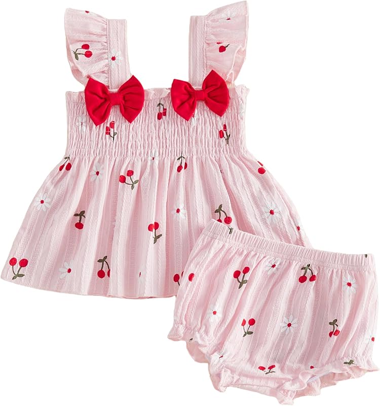 Baby Girl Clothes Summer Cute Dress Shorts Outfits Ruffle Blouse Shirt Tops Bloomers Fruit Princess Outfit Set