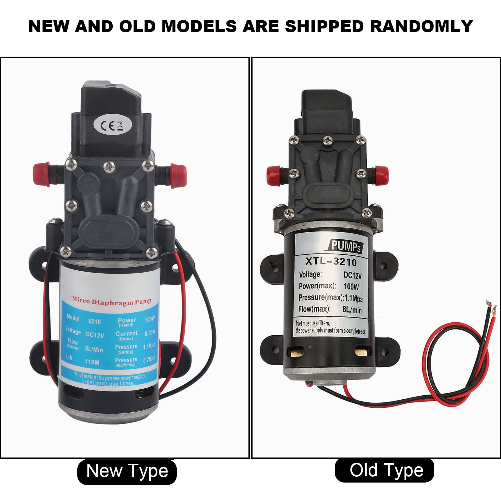 3210YA 12 100 Pompa Acqua a Membrana, Pompa Acqua Autoadescante da 100 W con Pressostato, Pompa a Membrana Elettrica per Attrezzature Industriali