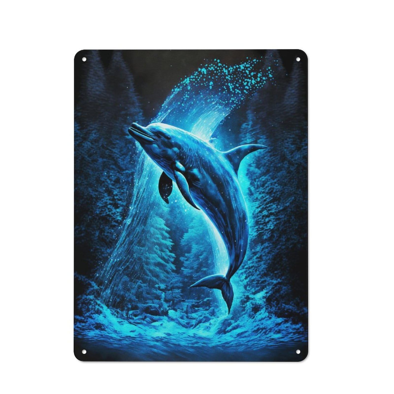 Junmoney Blue Dolphins For Guest Room Or Hallway, Retro-Style Tin Sign 40X30cm, For Vintage Wall Decor Fans, For Themed Room Decoration