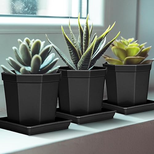Miniatura 2 de Libcflcc Platillo para plantas, 5 bandejas cuadradas de plástico para plantas que atrapan el exceso de agua y derrames de tierra para macetas de