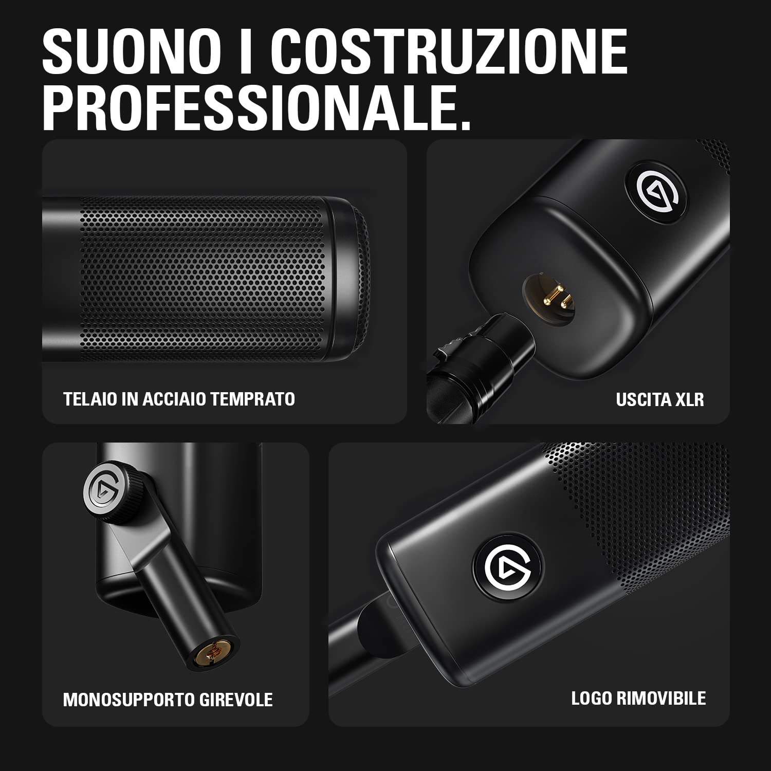 Elgato Wave DX - Microfono XLR dinamico, schema cardioide, riduzione rumore, ottimizzato per la voce per podcast, streaming, trasmissioni, non richiede amplificatori, per tutte le interfacce, Mac, PC