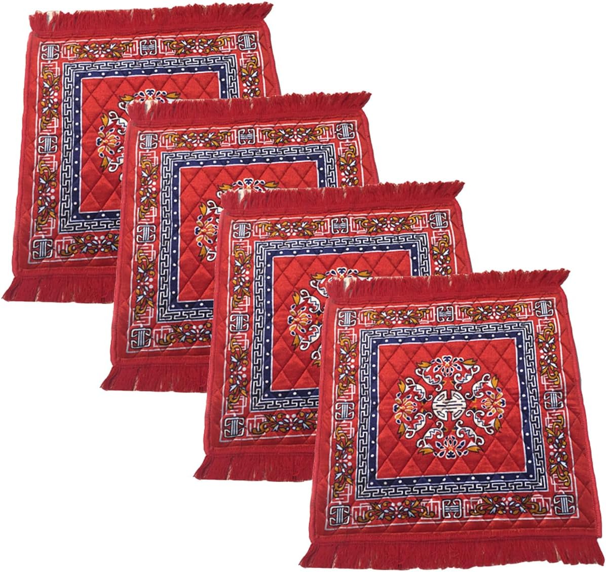 AAZEEM Prayer Mat | Velvet Aasan Mat | Meditation Prayer Carpet Mat | Pooja Aasan Mat |Traditional Prayer Mat |Medium Size | Red Color | Pack of 4 |