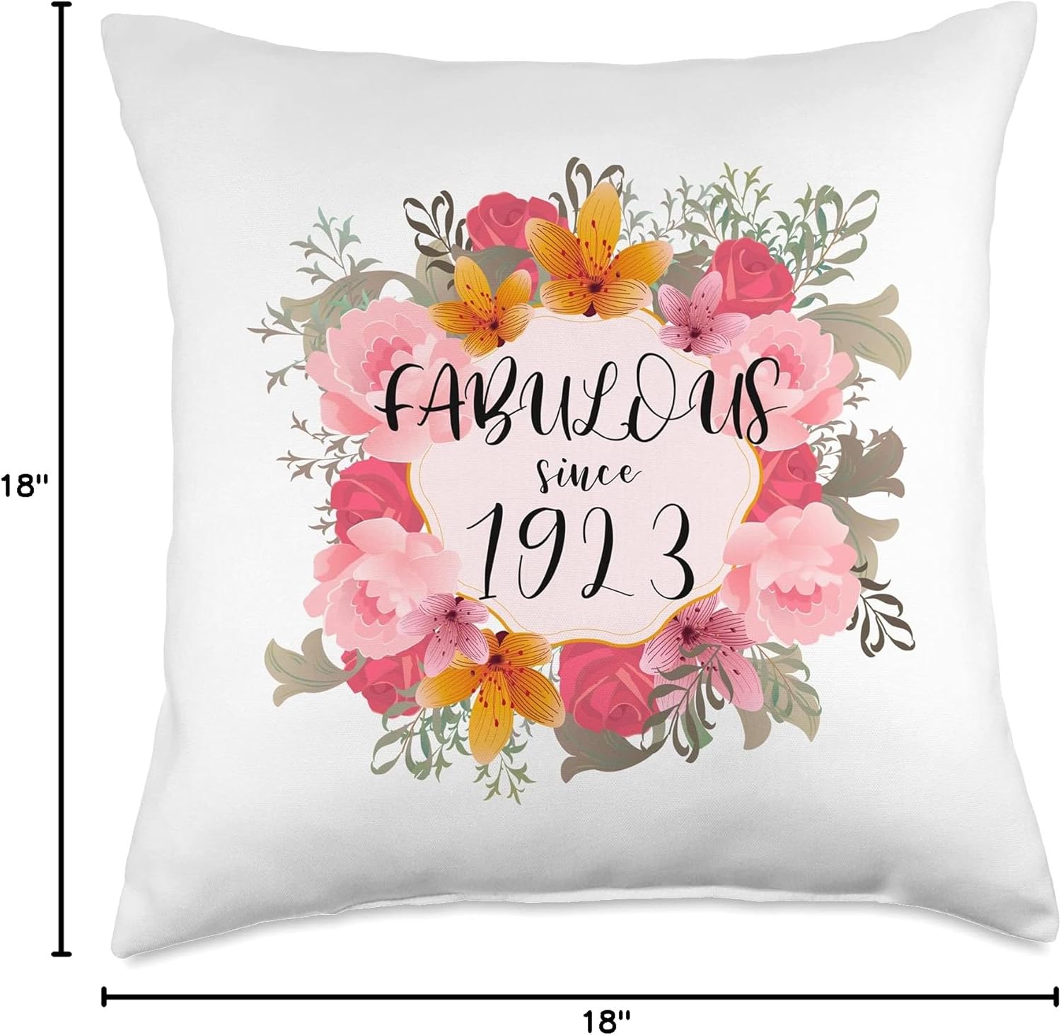 Women 100 Years Old Fabulous Since 1923 Happy 100th Birthday Throw Pillow