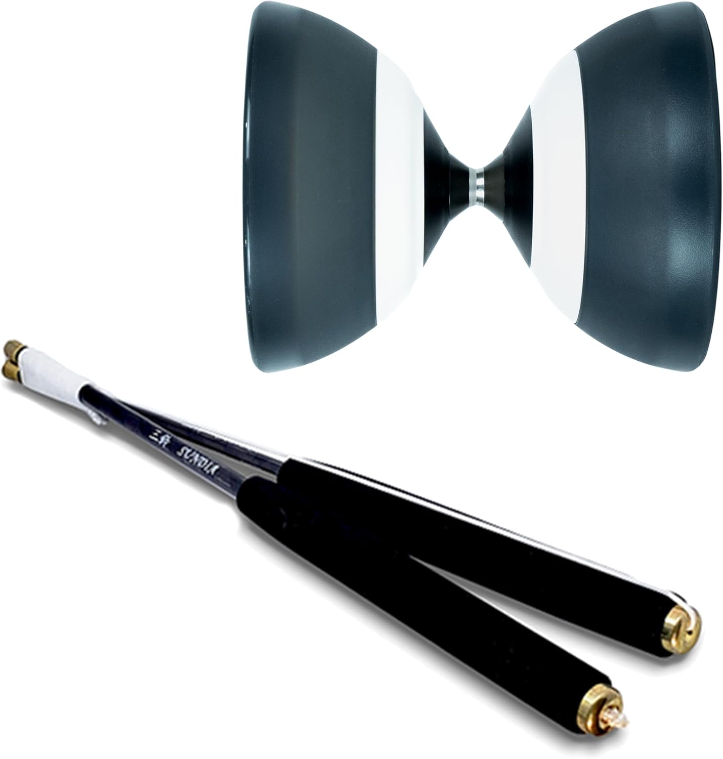 Sundia Combo l G3 Series Diabolo (Fog Black) + Carbon Diabolo Sticks (Black) - Professional Diabolo Set, High Performance for All Tricks and Levels - Beginners to Pros, Juggling Chinese Yoyo Set