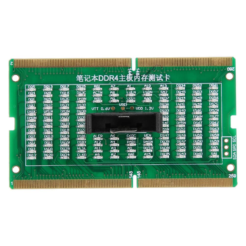SIXRUN SO DIMM Diagnosetesterkarte für Laptop DDR234 DDR2 DDR3 DDR4 mit Leuchtanzeige, kein Brennen Beim Umgekehrten Einsetzen, 6,7 X 4 Cm, PC-Notebook-Reparaturwerkzeug für Techniker, Heimwerker