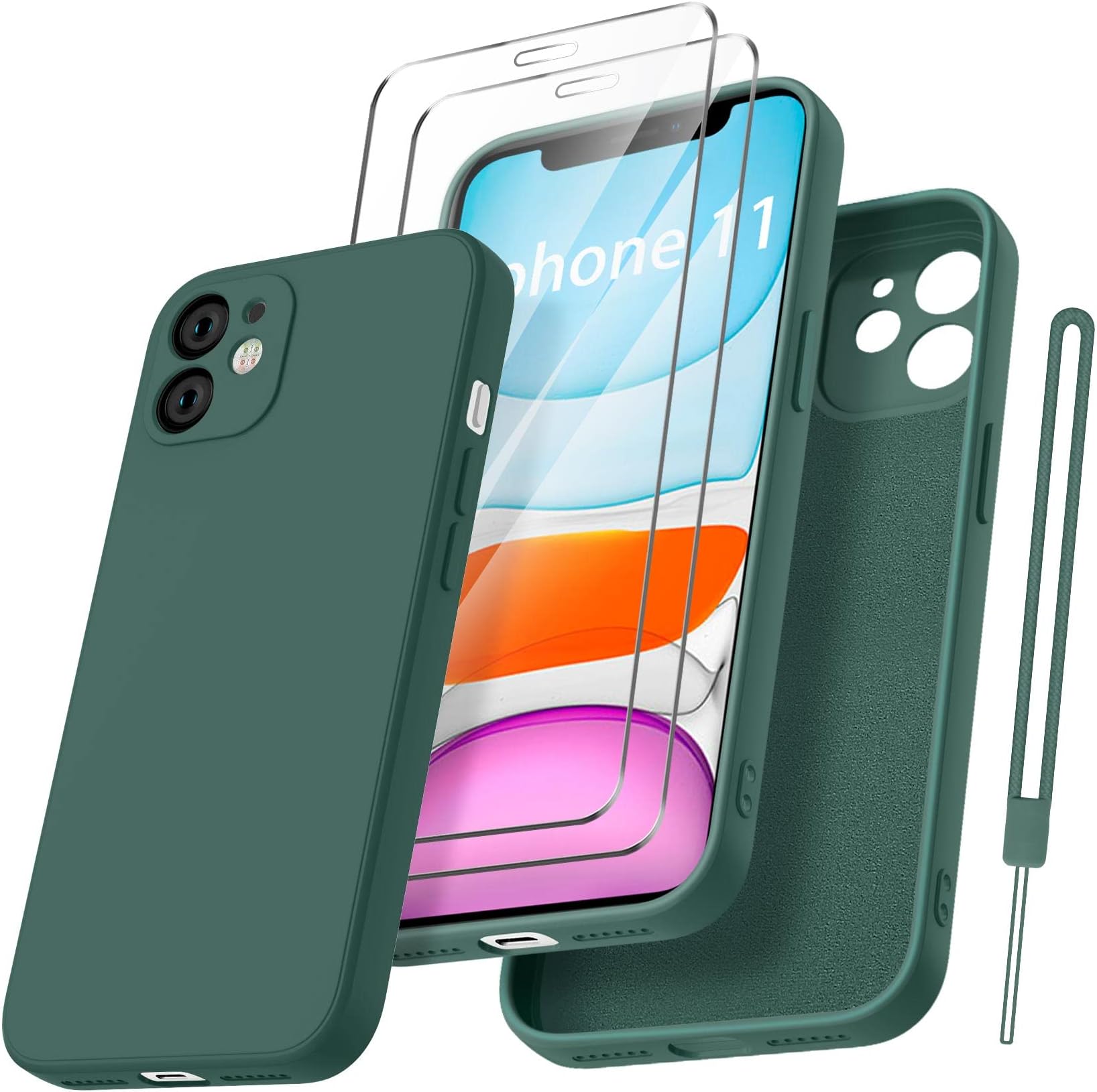 Coque Silicone Little Boutik Pour IPhone 14 – Vert Foncé – Protection Objectif Appareil Photo – Neuve – Modèle Luxe