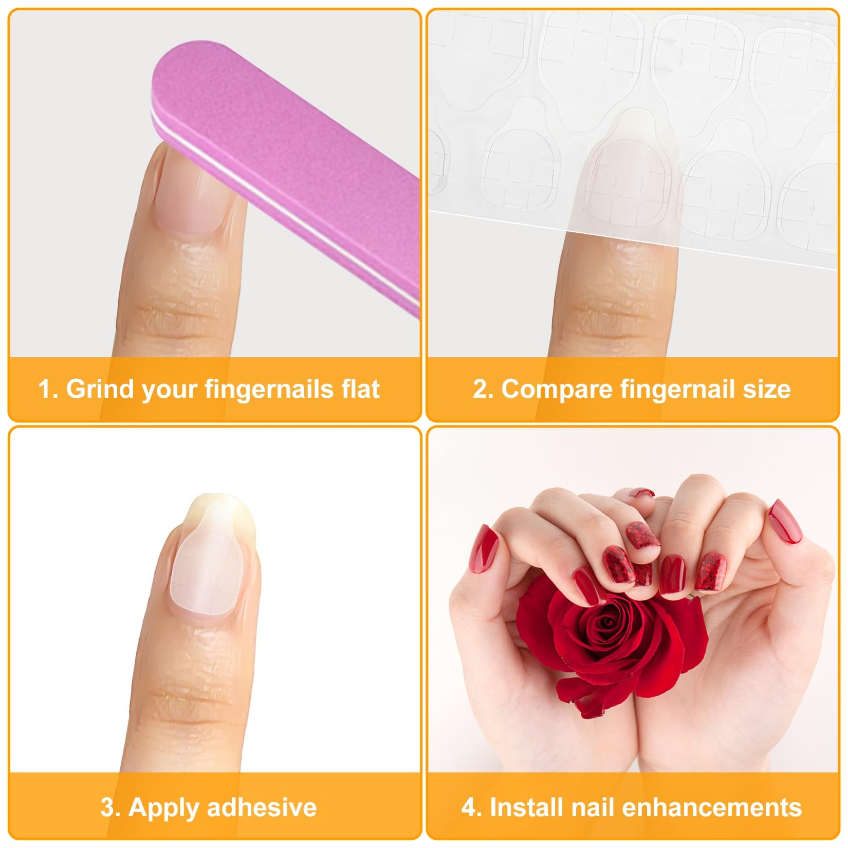 56 Arkuszy/1344 Szt Naklejek Klejowych do Paznokci, Dwustronne Pady do Paznokci, Mocny Klej Adhezyjny do Sztucznych i Naturalnych Paznokci, Nail Art
