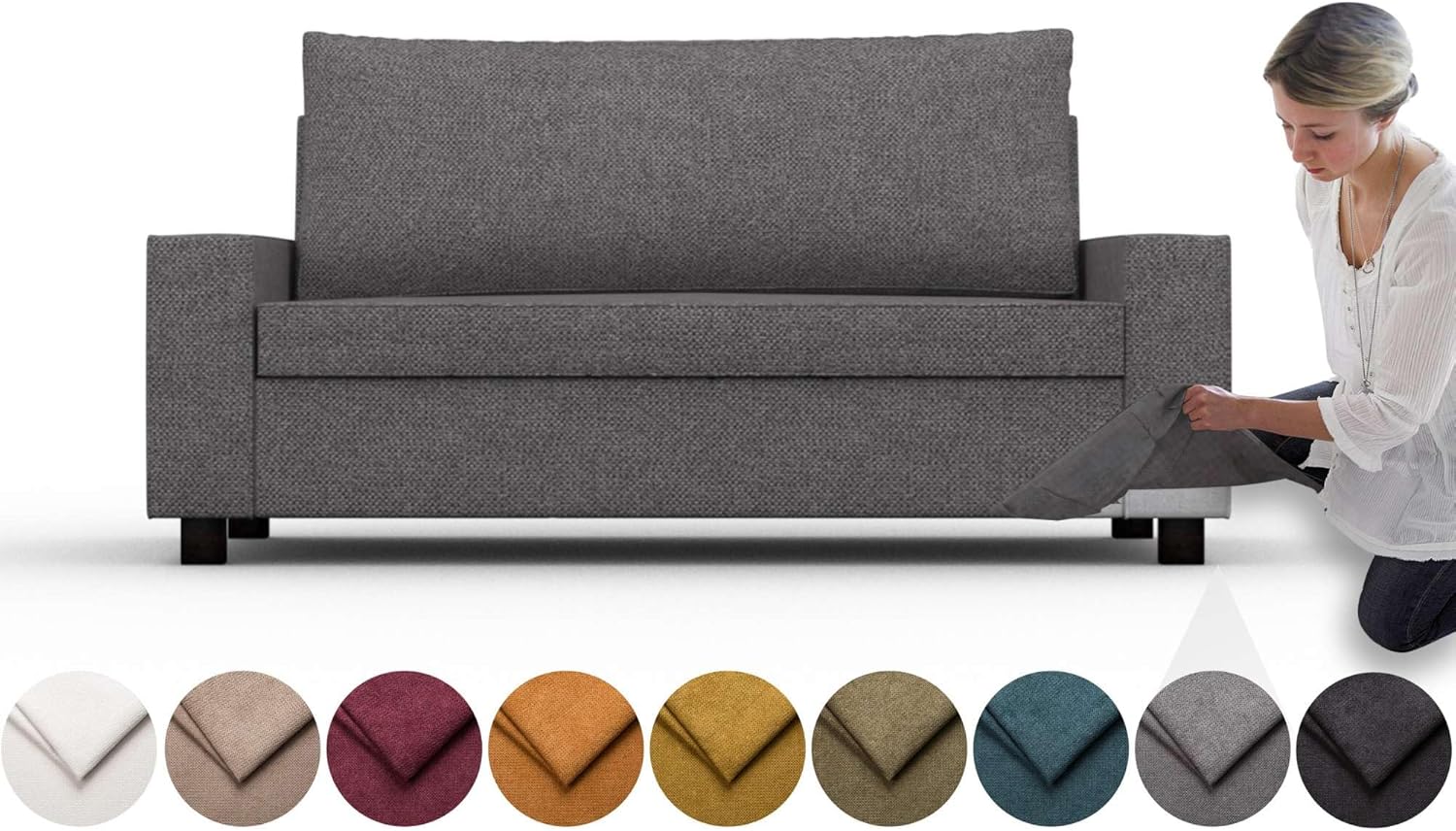 comfortly Cover for Vilasund 2 Seat Sofa Bed, Replacement Slipcover, Heavy Duty 4 pcs Cover, Soft Durable Washable Fabric, Easy to Clean & Replace (Crown - Dark Grey)