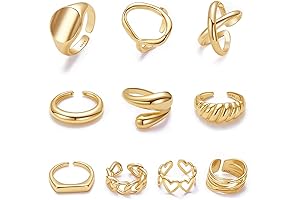10-Piece Gold Plated Dome Ring Set