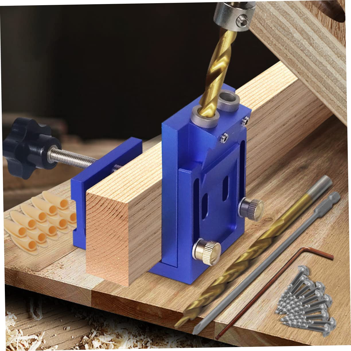 DOITOOL 1set Pocket Hole Dowel Kit Angle Portable Woodworking Tool for Easy Diagonal Hole Drilling for Novices and Professionals Fast Clamping Design for Efficient Wood