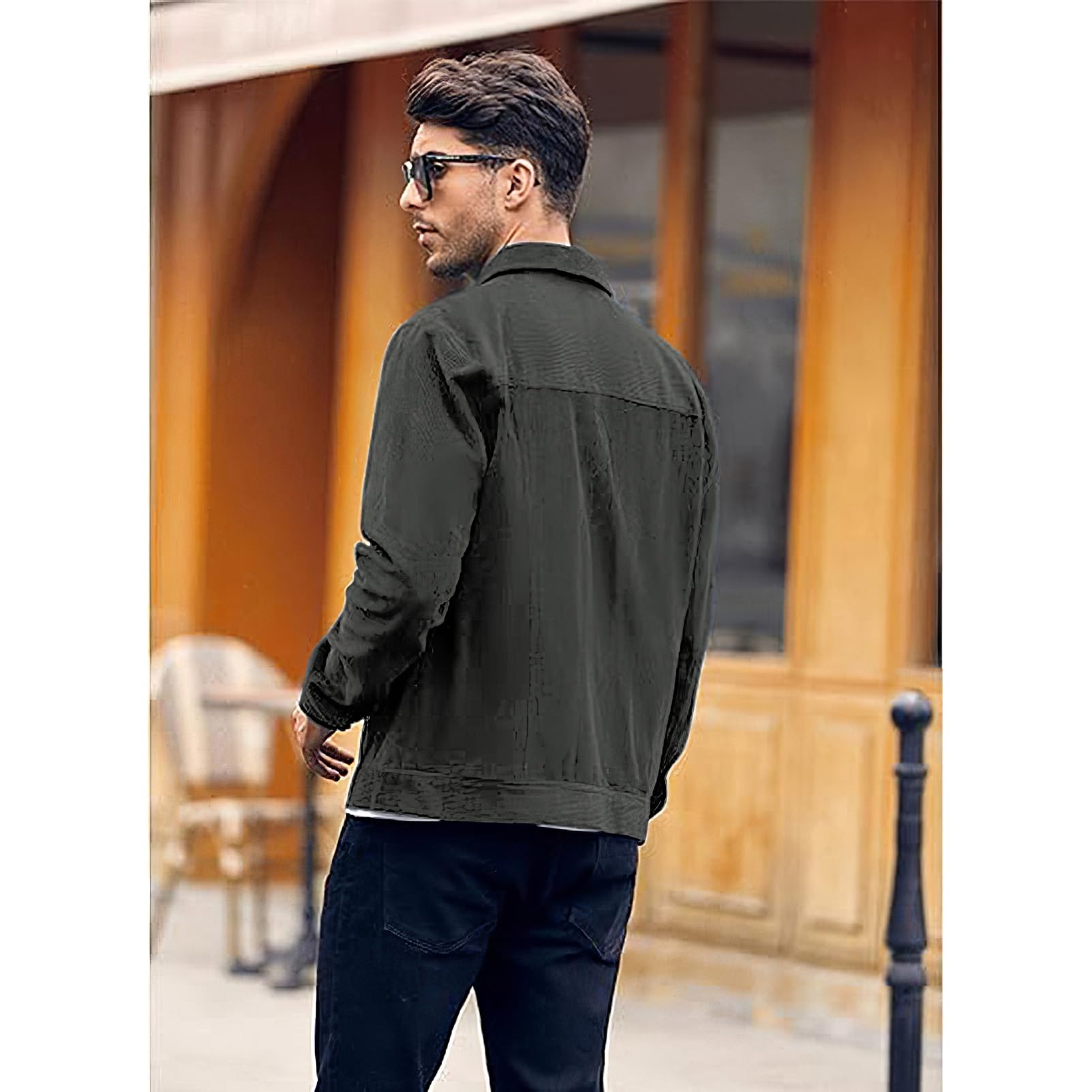 amropi Chaquetas de Pana para Hombre Camisa de Manga Larga a Rayas con Botones Ligera Casual Jacket