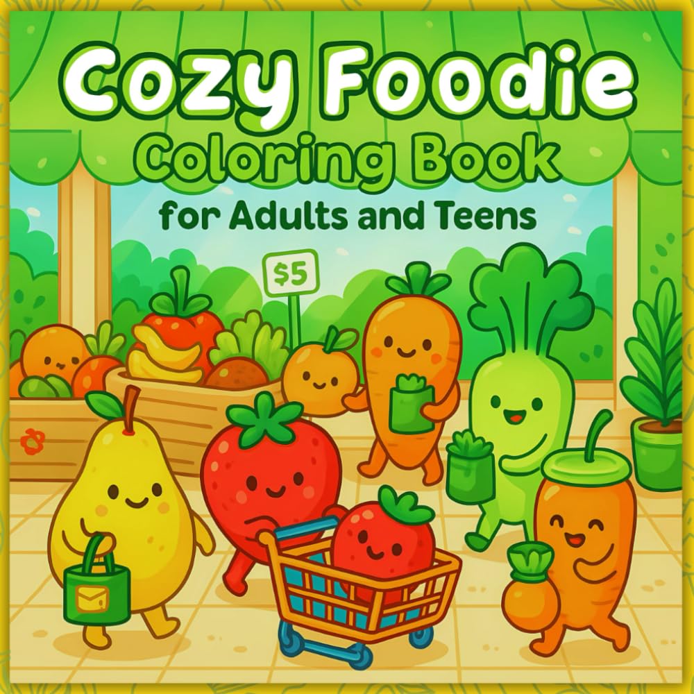 Cozy Foodie Coloring book for Adults and Teens: Cute Besties in Cozy Moments and Daily Adventures for Relaxation and Fun