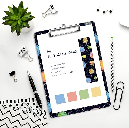 Miniatura 4 de Portapapeles de plástico A4, bonito tablero de clip, tamaño de letra Stardard, 9 x 12.5 pulgadas, decoración de oficina para estudiantes, mujeres,
