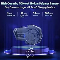 Vista 5 de BETOWEY Casco de motocicleta, auriculares Bluetooth, sistema de comunicación de casco B2X, intercomunicador Bluetooth de motocicleta con cancelación