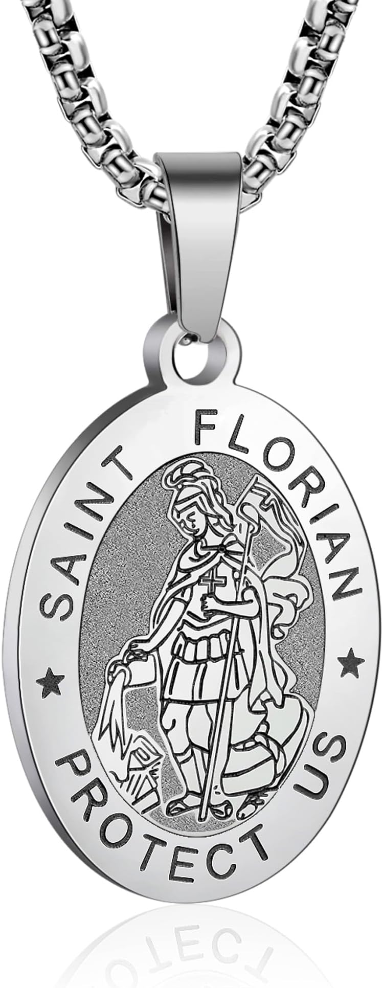 Easter Basket Stuffers - Patron Saint Necklace for Men Women, Multiple Saints Pendant Choose from St. Michael/Virgin Mary/Raphael/Jude/Christopher/Florian/Benedict/Joseph/Patrick/ Francis/ Thomas/Anthony/Stainless Steel 24"
