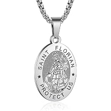 Patron Saint Necklace for Men Women, Multiple Saints Pendant Choose from St. Michael/Virgin Mary/Raphael/Jude/Christopher/Florian/Benedict/Joseph/Patrick/ Francis/ Thomas/Anthony/Stainless Steel 24"