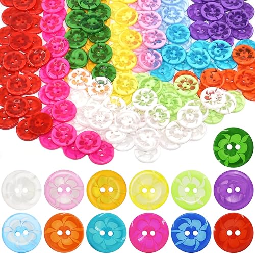 200 botones de costura de 0630in con forma de flor mixta 2 agujeros botones de resina para suministros de manualidades camisa de costura hecha a mano