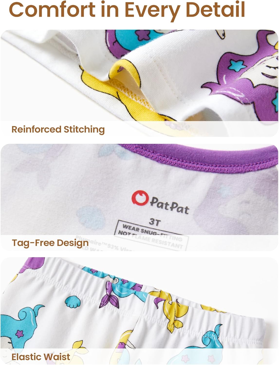 PATPAT Baby Pajama Set with Organic Cotton, Snug fit Pjs for Girls Boys Toddler Kids, Supersoft & Stretchy Sleeper Sleepwear - Image 5