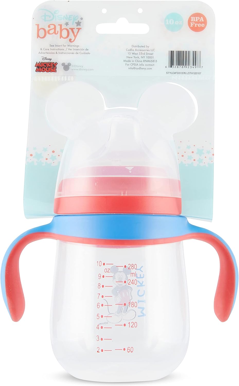 Disney Sippy Cups for Toddlers, Learner Sippy Cups for Kids with Pacifier, BPA-Free Trainer Cup with Handles, Leak-Proof Minnie Mouse and Mickey Mouse Sippy Cups, Perfect Unisex Gift for Children