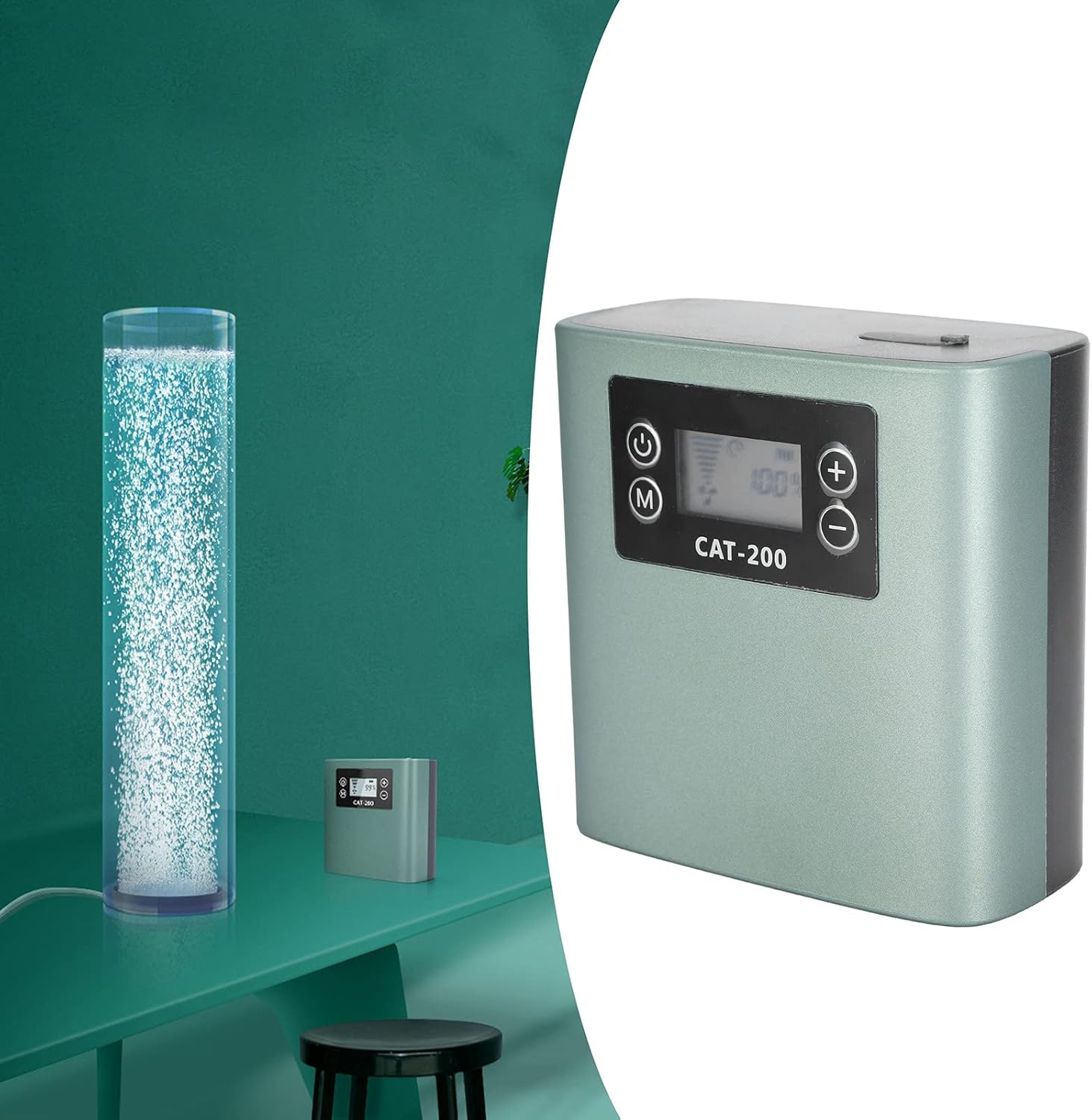 Mini Aquarium Air Pump Kit, Fish Tank Air Pump USB Oxygen Pump 4W Rechargeable Lithium Battery Silent Air Aerator Pump for Indoors Fish Tank Aquarium, default