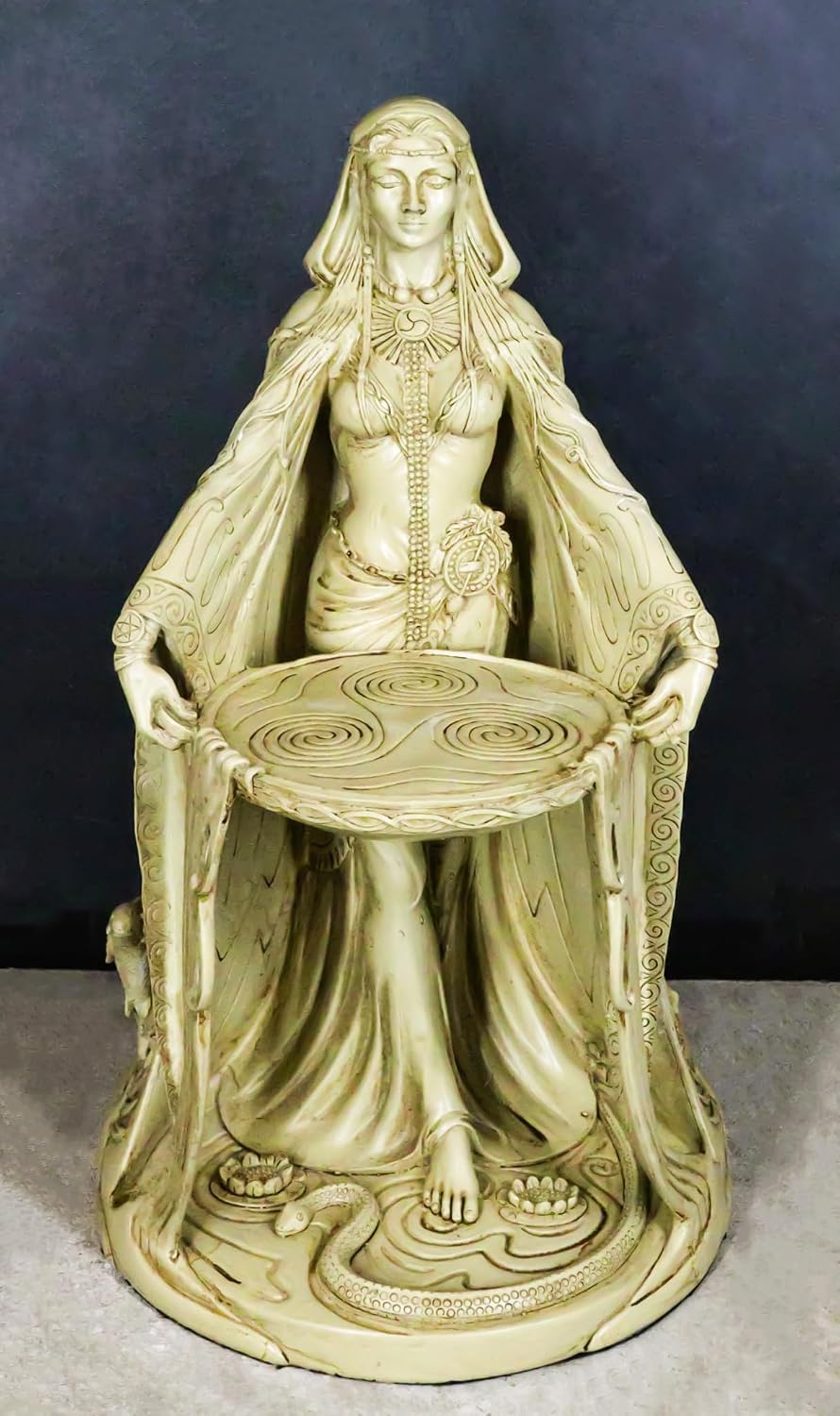 Ebros Gift Celtic Irish Triple Goddess Mother of All Gods Danu 15.5" Tall Statue in Faux Wooden Finish Dana Don Cosmic Divine Wisdom Wealth Energy Cycle of Life Wiccan Home Decor